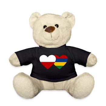 Poland Mauritius Flag Heart - Teddy Bear - black - Front
