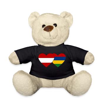 Österreich Mauritius Flagge Herz - Teddy - Schwarz - Vorne