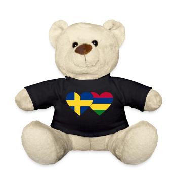 Schweden Mauritius Flagge Herz - Teddy - Schwarz - Vorne