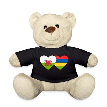 Wales Mauritius Flagge Herz - Teddy - Schwarz - Vorne