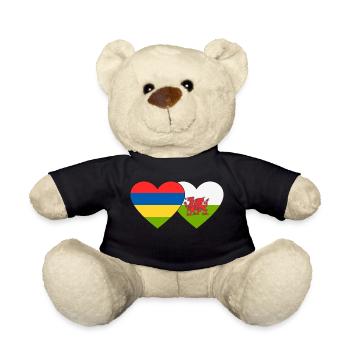 Mauritius Wales Flag Heart - Teddy Bear - black - Front
