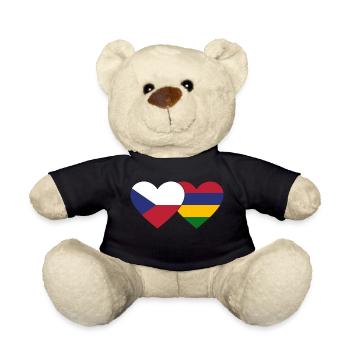 Tschechien Mauritius Flagge Herz - Teddy - Schwarz - Vorne