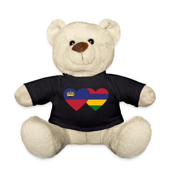 Liechtenstein Mauritius Flagge Herz - Teddy - Schwarz - Vorne