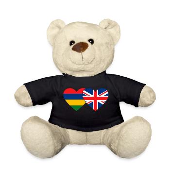 Mauritius England Flagge Herz - Teddy - Schwarz - Vorne