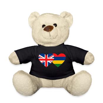 England Mauritius Flagge Herz - Teddy - Schwarz - Vorne
