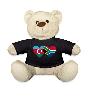 Aserbaidschan Südafrika Flagge Herz - Teddy - Schwarz - Vorne