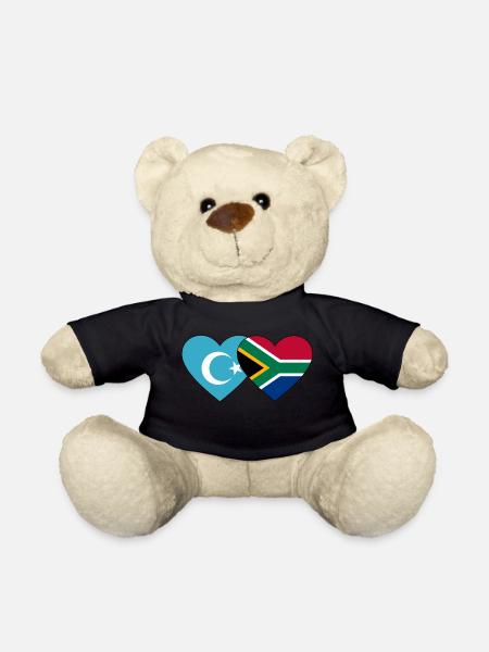 Cœur de drapeau ouïghours d’Afrique du Sud - Nounours - noir