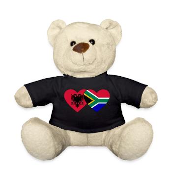 Albanien Südafrika Flagge Herz - Teddy - Schwarz - Vorne