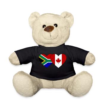 Afrique du Sud Canada Flag Heart - Nounours - noir - Devant