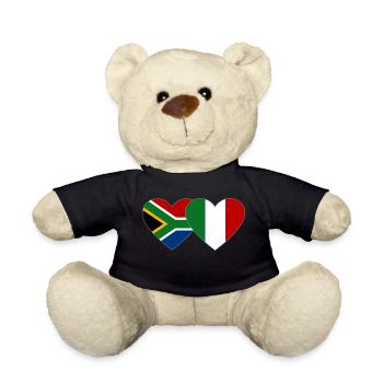 South Africa Italy Flag Heart - Teddy Bear - black - Front