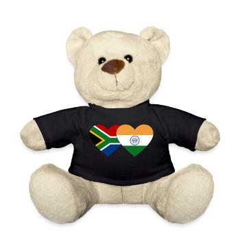 Südafrika Indien Flagge Herz - Teddy - Schwarz - Vorne