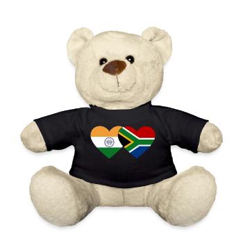 Indien Südafrika Flagge Herz - Teddy - Schwarz - Vorne