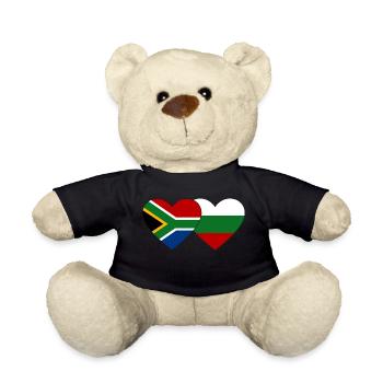 Südafrika Bulgarien Flagge Herz - Teddy - Schwarz - Vorne