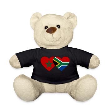 Morocco South Africa Flag Heart - Teddy Bear - black - Front