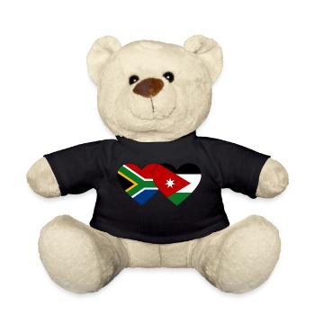 South Africa Jordan Flag Heart - Teddy Bear - black - Front