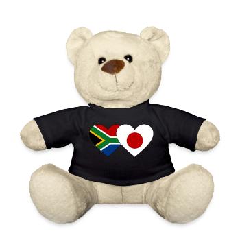 Südafrika Japan Flagge Herz - Teddy - Schwarz - Vorne