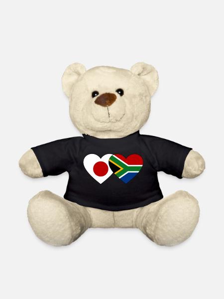 Japan Südafrika Flagge Herz - Teddy - Schwarz