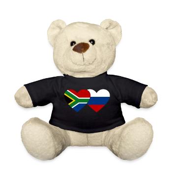 Südafrika Russland Flagge Herz - Teddy - Schwarz - Vorne