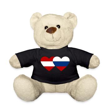 Austria Russia Flag Heart - Teddy Bear - black - Front