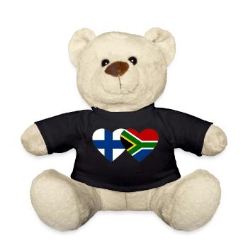 Finlande Afrique du Sud Flag Heart - Nounours - noir - Devant