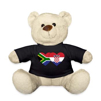 South Africa Croatia Flag Heart - Teddy Bear - black - Front