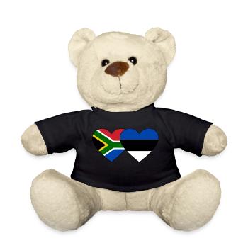 Südafrika Estland Flagge Herz - Teddy - Schwarz - Vorne