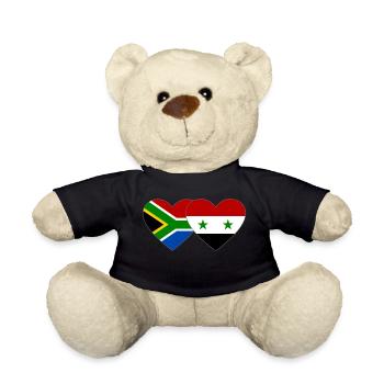 South Africa Syria Flag Heart - Teddy Bear - black - Front