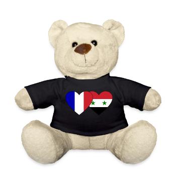 France Syria flag heart - Teddy Bear - black - Front