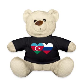 Azerbaïdjan Russie Drapeau Coeur - Nounours - noir - Devant