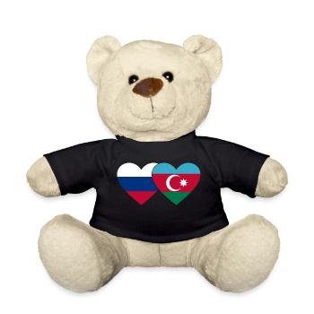 Russie Drapeau azerbaïdjanais coeur - Nounours - noir - Devant
