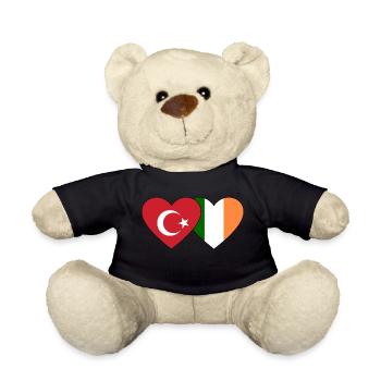 Turkey Ireland Flag Heart - Teddy Bear - black - Front