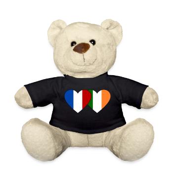 France Ireland Flag Heart - Teddy Bear - black - Front