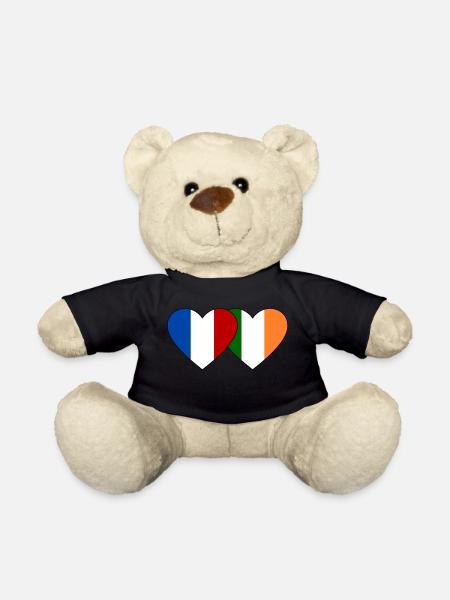 France Irlande Flag Coeur - Nounours - noir