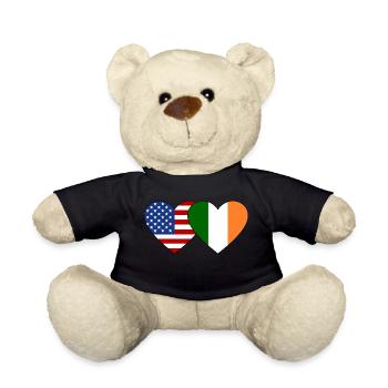 USA Ireland Flag Heart - Teddy Bear - black - Front