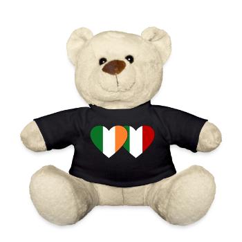 Irland Italien Flagge Herz - Teddy - Schwarz - Vorne
