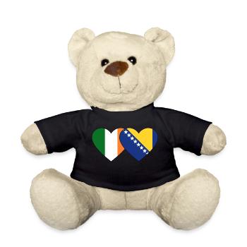 Irland Bosnien Flagge Herz - Teddy - Schwarz - Vorne