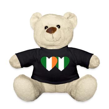 Ireland Nigeria Flag Heart - Teddy Bear - black - Front