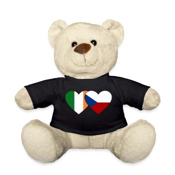 Ireland Czech Republic Flag Heart - Teddy Bear - black - Front