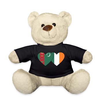 Turkmenistan Ireland Flag Heart - Teddy Bear - black - Front