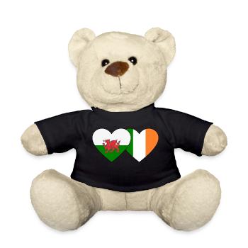 Wales Irland Flagge Herz - Teddy - Schwarz - Vorne