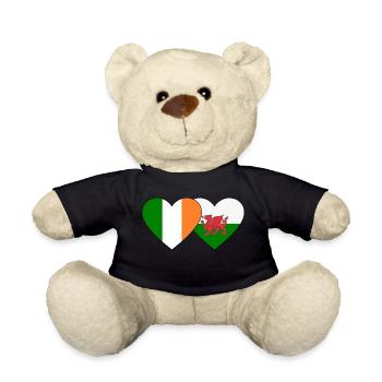 Ireland Wales Flag Heart - Teddy Bear - black - Front