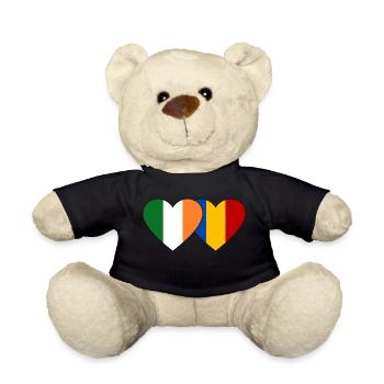 Ireland Romania Flag Heart - Teddy Bear - black - Front