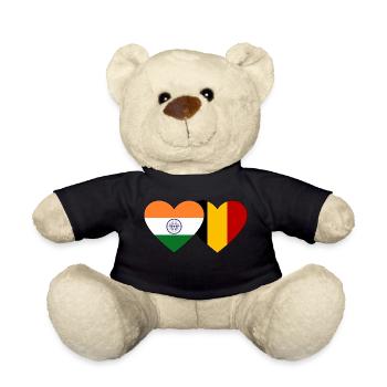 India Belgium Flag Heart - Teddy Bear - black - Front