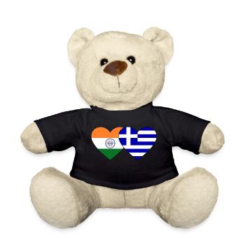 Indien Griechenland Flagge Herz - Teddy - Schwarz - Vorne