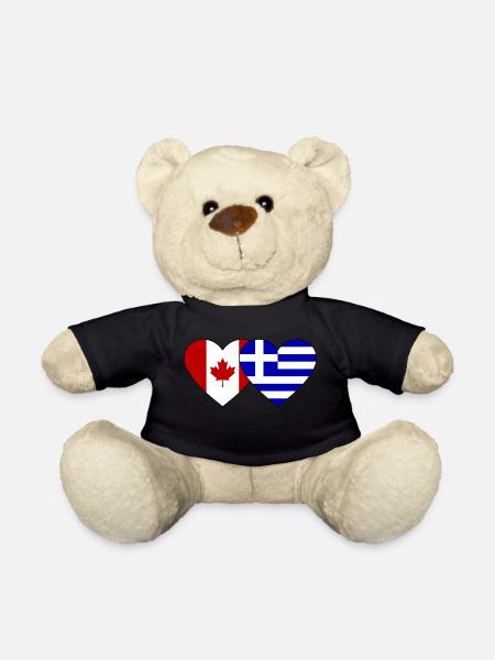 Kanada Griechenland Flagge Herz - Teddy - Schwarz