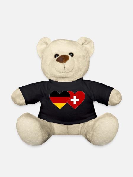 Deutschland Schweiz Herz Flagge - Teddy - Schwarz