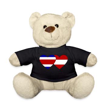 Costa Rica Austria Flag Heart - Teddy Bear - black - Front