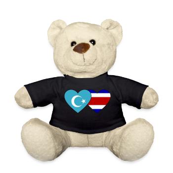Ouïghours Costa Rica drapeau coeur - Nounours - noir - Devant