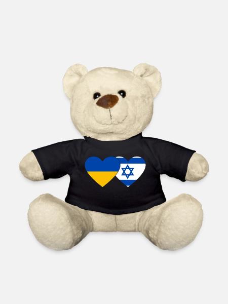 Ukraine Israel Flagge Herz - Teddy - Schwarz