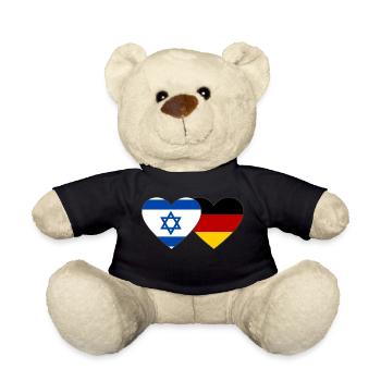 Israel Deutschland Flagge Herz - Teddy - Schwarz - Vorne